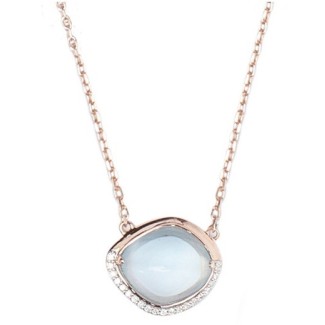 Collana Mimi Dune in oro rosa, con topazio sky blu e diamanti