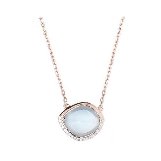 Collana Mimi Dune in oro rosa, con topazio sky blu e diamanti