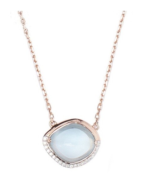 Mimi Dune-Halskette aus Roségold mit himmelblauem Topas und Diamanten
