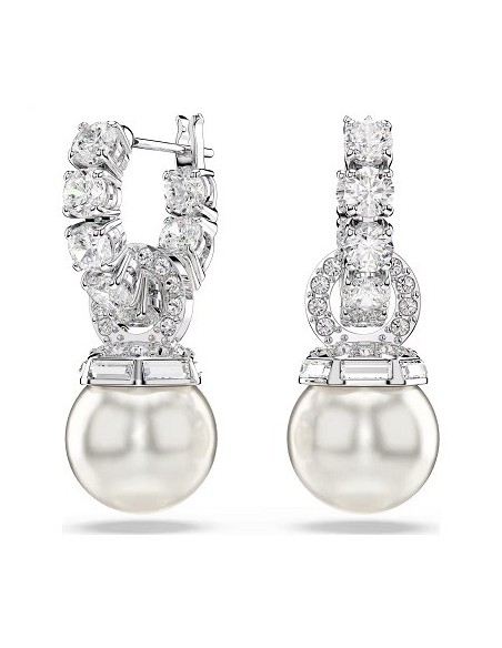 Orecchini pendenti Swarovski Matrix con perla bianca - 5691716