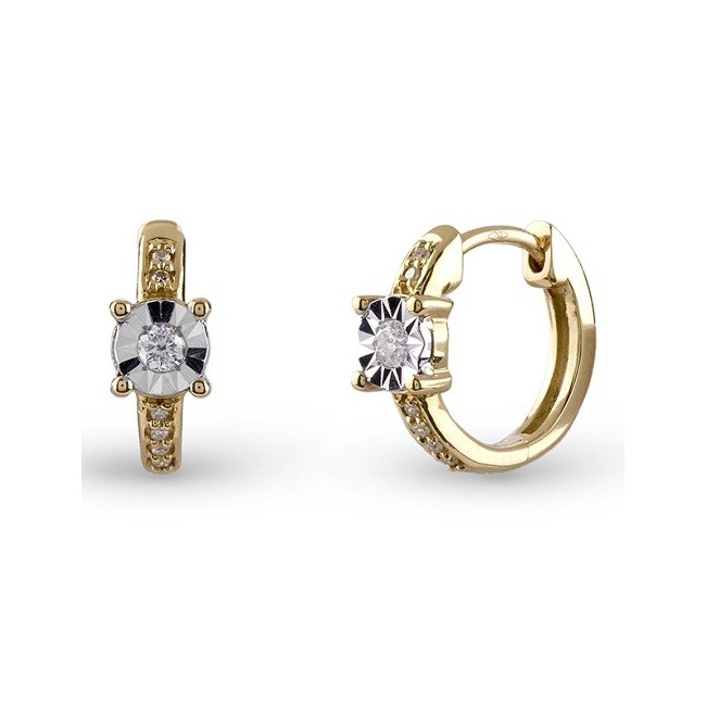 Bliss Rugiada Yellow Gold Hoop Earrings with Diamonds - 20106613