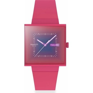 Orologio Swatch Squarely Berry quadrato rosa SO34R700