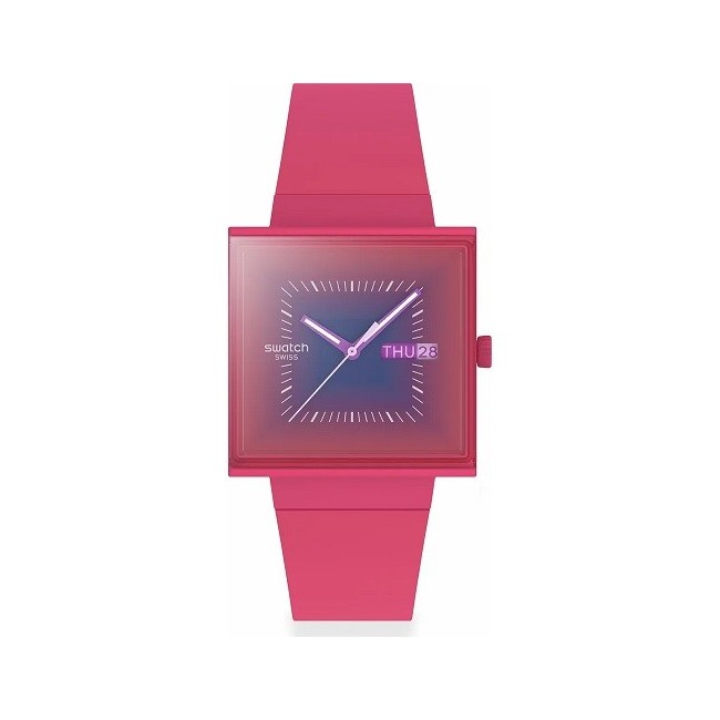 Swatch Squarely Berry Square Pink SO34R700 Watch