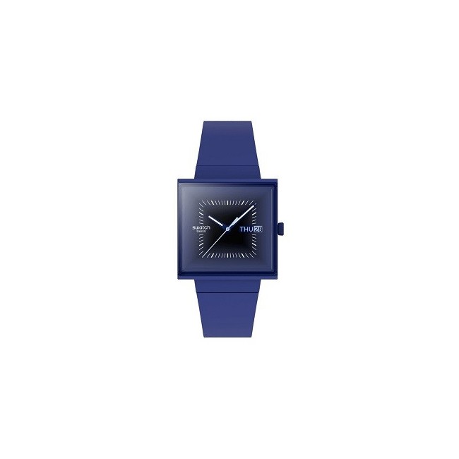 Swatch Uhr Squarely Blacklight Square Blau SO34N700