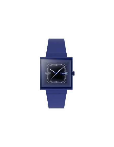 Orologio Swatch Squarely Blacklight quadrato blu SO34N700