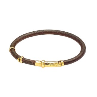 Misani Gran Tour bracelet in leather and yellow gold B114