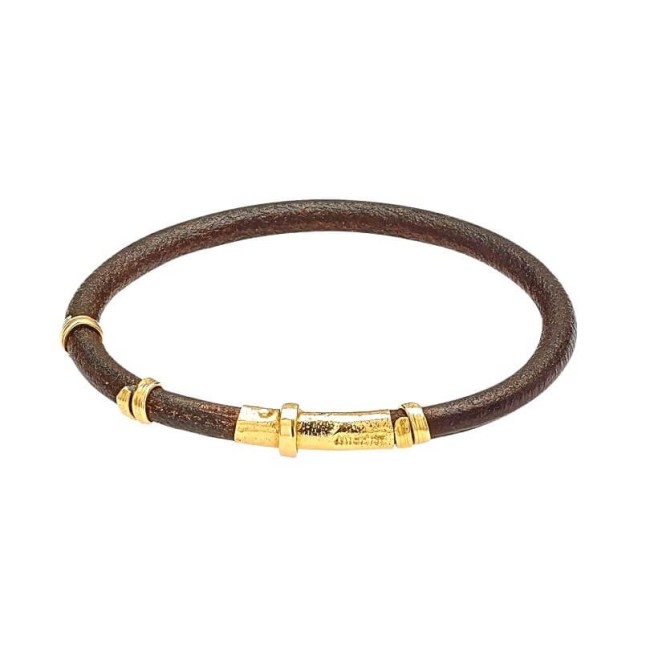 Bracciale Misani Gran Tour in cuoio ed oro giallo B114