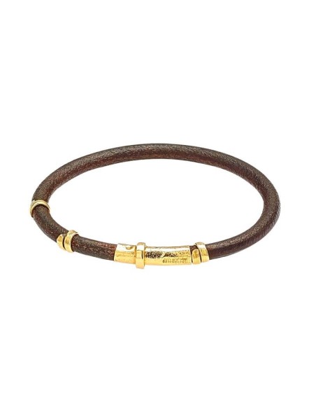 Bracciale Misani Gran Tour in cuoio ed oro giallo B114