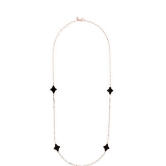 Bronzallure lange Halskette mit Rosenkette und schwarzem Onyx – WSBZ02203.BO