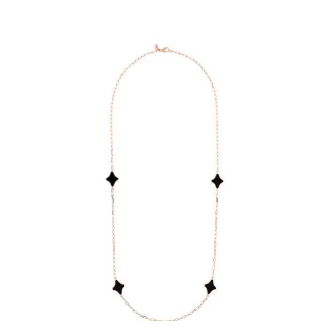 Collana lunga Bronzallure catena rosè e onice nero  - WSBZ02203.BO