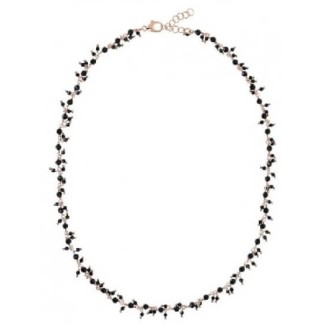 Lange Halskette Bronzallure Rosé mit schwarzen Steinen - WSBZ01899.BS-LONG