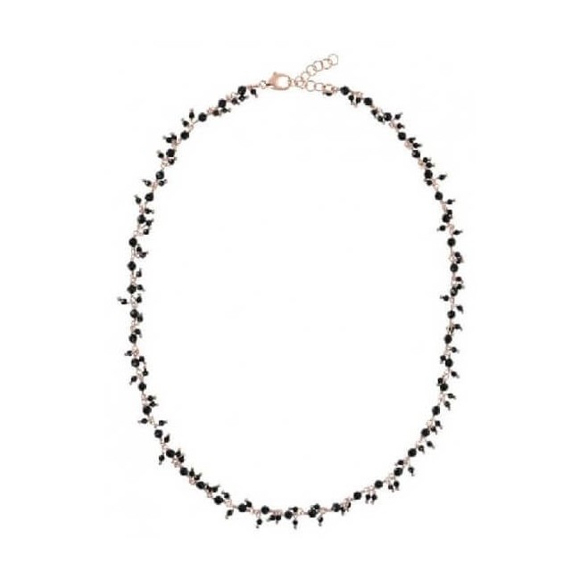 Lange Halskette Bronzallure Rosé mit schwarzen Steinen - WSBZ01899.BS-LONG