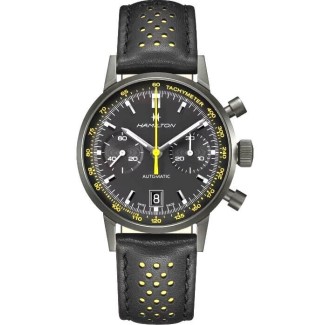 Orologio Hamilton Intra Matic Auto Chrono nero e giallo H38446731