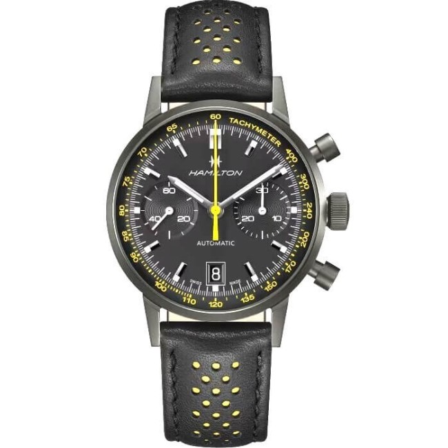 Hamilton Intra Matic Auto Chrono Black and Yellow Watch H38446731