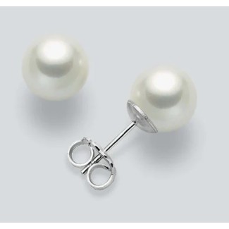 Mikiko 7,5/8 mm Akova-Perlenohrringe mit Weißgold – MGOB75 BL