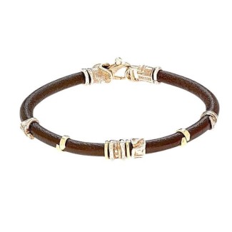 Misani jewelery, bracelet Grand Tour  in leather, gold and silver B2000