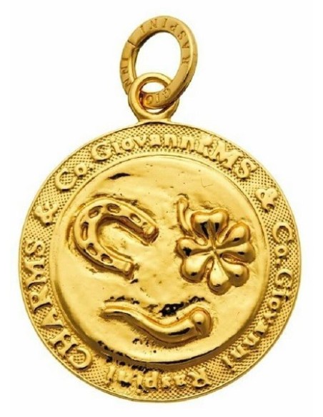 Charm Giovanni Raspini moneta amuleti dorata  - GR08963