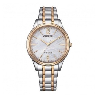 Citizen Lady Eco Drive Two-Tone Gold and White Watch EM0416-78A
