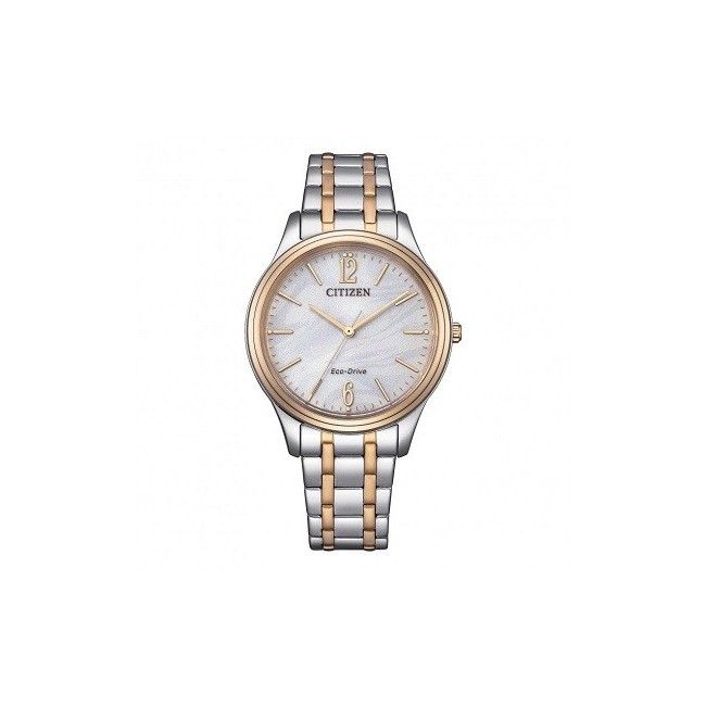 Citizen Lady Eco Drive Two-Tone Gold and White Watch EM0416-78A
