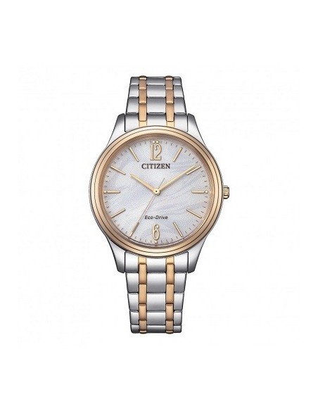 Citizen Lady Eco Drive zweifarbige Uhr in Gold und Weiß EM0416-78A