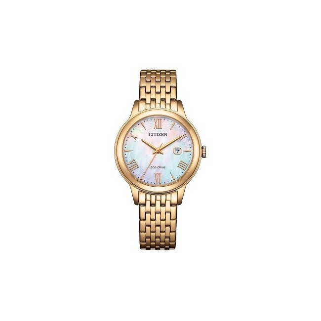 Citizen Lady Eco Drive Uhr mit goldenem Perlmutt-Zifferblatt EW2623-53D