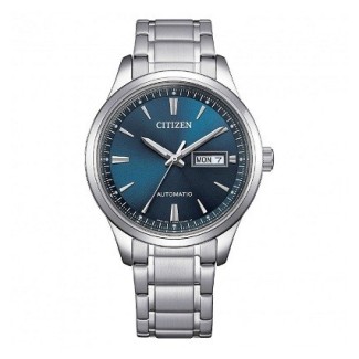 Citizen Mechanische Uhr mit Tag- und Datumsanzeige und blauem Zifferblatt NY4058-79L