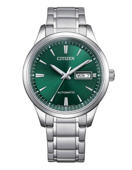 Citizen Mechanische Uhr mit Tag- und Datumsanzeige und grünem Zifferblatt NY4058-79X