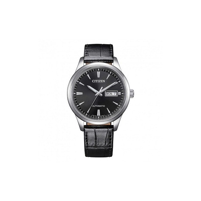 Citizen Mechanical Day Date Black Dial Leather NY4058-01E Watch