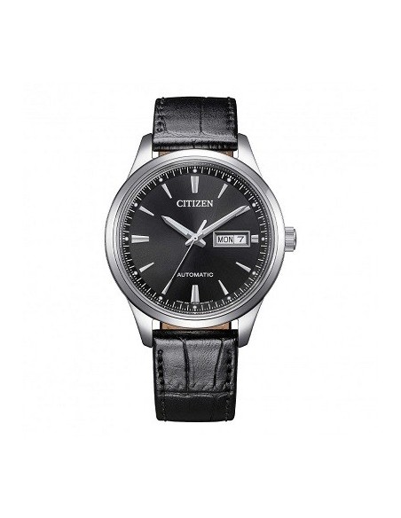 Orologio Citizen Meccanico Day Date quadrante nero in pelle NY4058-01E