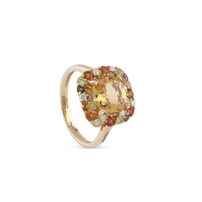 Anello Salvini Bon Bon in oro giallo con quarzo citrino e diamanti 20108304