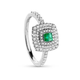 Anello Salvini Bagliori Colore con pavè di Diamanti  e Smeraldo 20108464