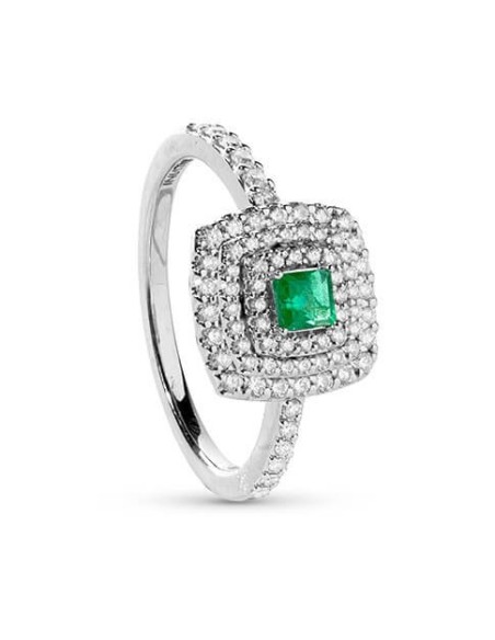 Anello Salvini Bagliori Colore con pavè di Diamanti  e Smeraldo 20108464