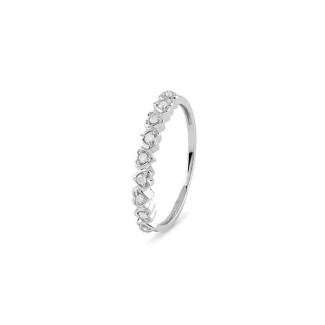 Anello veretta Bliss Le Forme con castoni a cuore e diamanti 20108559