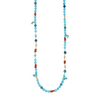 Nivy Solea necklace with coral and blue stones CARP0987G