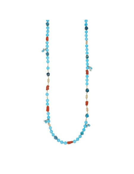 Nivy Solea necklace with coral and blue stones CARP0987G