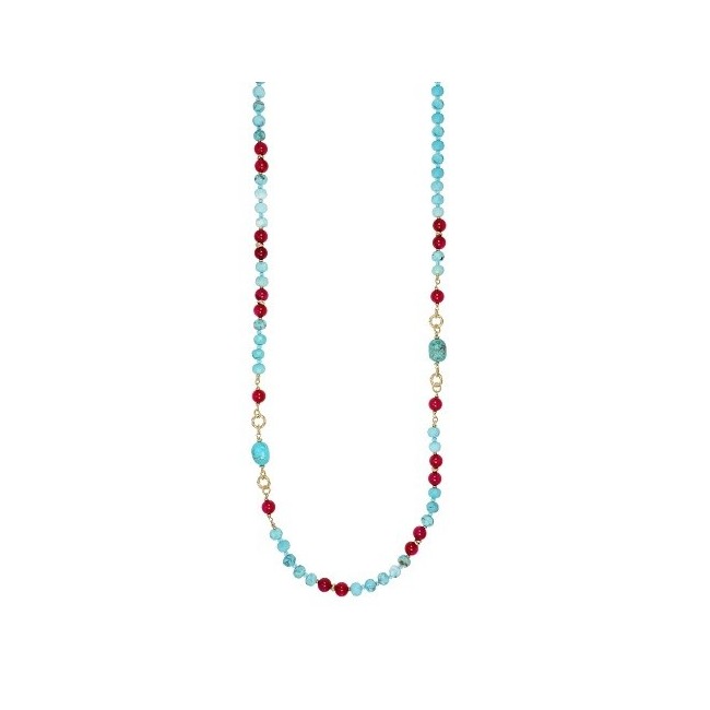 Collana Nivy Tropea agata rossa  e turchese -  CARP0992G