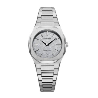 D1 Milano Ultradünne kleine Armbanduhr aus Frozen Steel D1-UTBL35