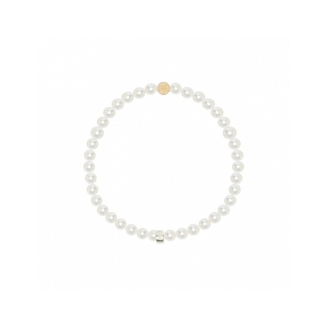 Mimì bracelet with white pearls and diamond-cut yellow gold sphere