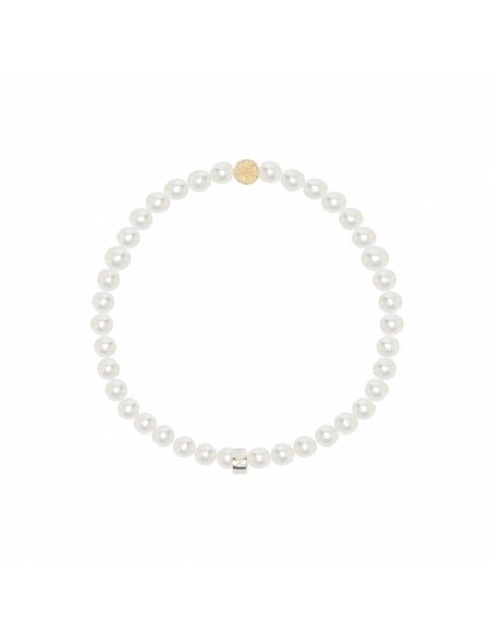 Bracciale Mimì con perle bianche e sfera in oro giallo diamantata