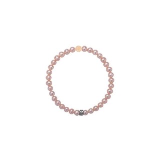 Mimì-Armband mit violetten Perlen und einer Kugel aus Gelbgold mit Diamanten