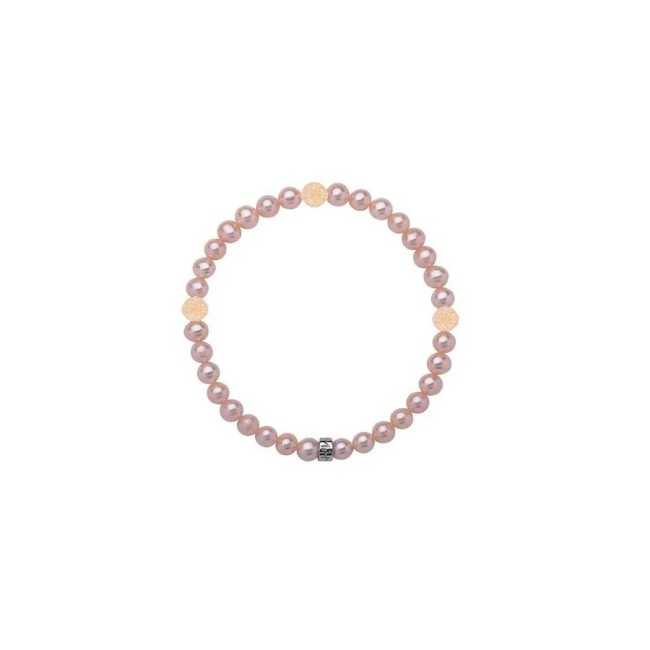 Mimì bracelet with purple pearls and three diamond-set yellow gold spheres