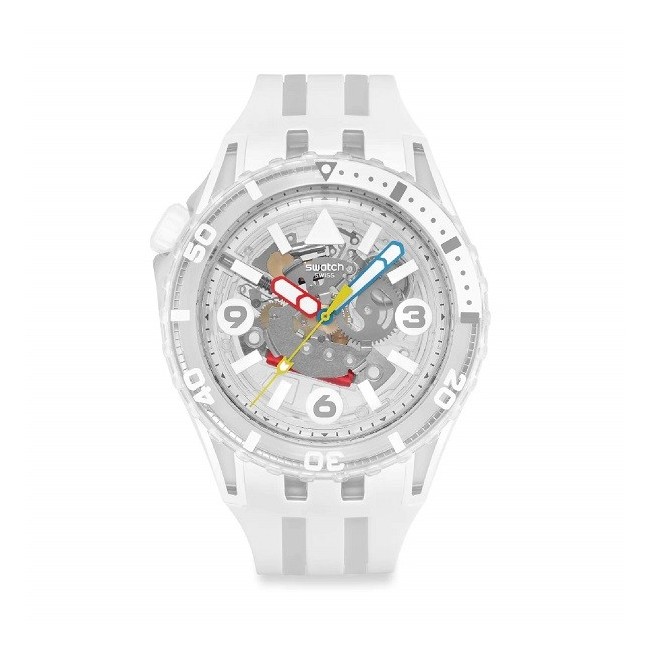 Orologio Swatch Scubaqua Aurelia bianco e trasparente SSCU09K100