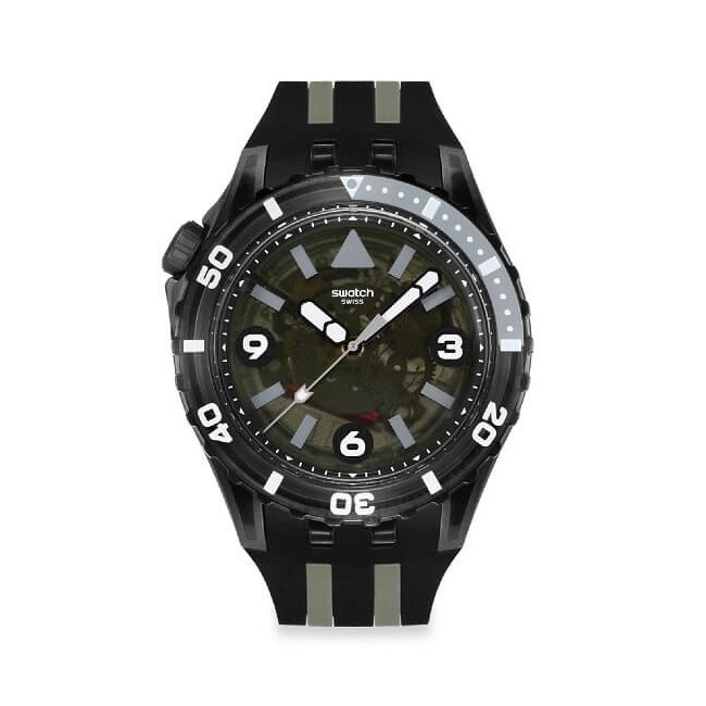 Orologio Swatch Scubaqua Black Sea Nettle nero e bianco SSCU09B100