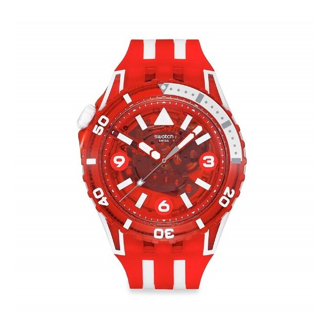 Swatch Scubaqua Lion\'s Mane Red and White SSCU09R100 Watch