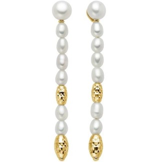 Miluna pendant earrings with white pearls and gold plated silver PER2793G