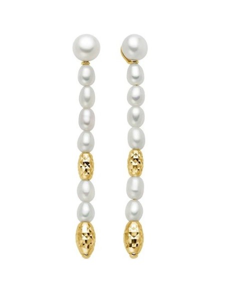 Miluna pendant earrings with white pearls and gold plated silver PER2793G