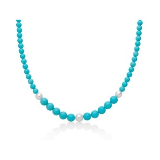 Collana Donna Miluna con pasta di turchese e perle bianche PCL6695