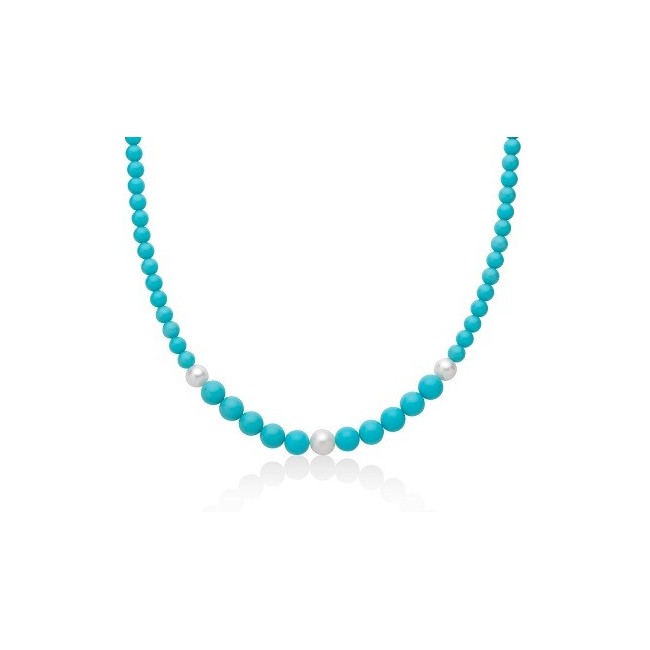 Collana Donna Miluna con pasta di turchese e perle bianche PCL6695