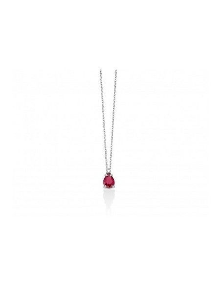 Collana Miluna con pendente rubino naturale a goccia e diamante CLD4909