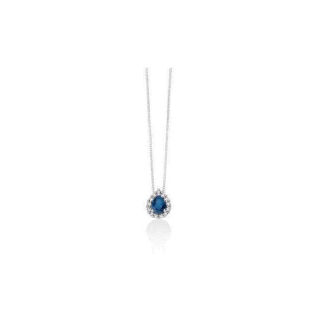 Collana Miluna con pendente zaffiro blu a goccia e diamanti CLD4897